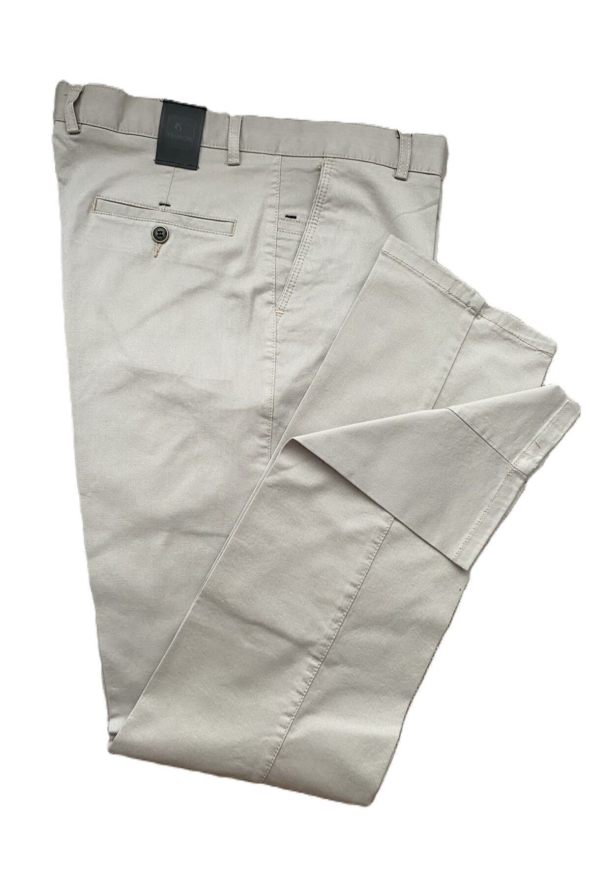 Erkek Regular Fit Normal Kesim Likralı Esnek Rahat Yüksek Bel Gabardin Pantolon — خاکستری GRV-GABARDIN