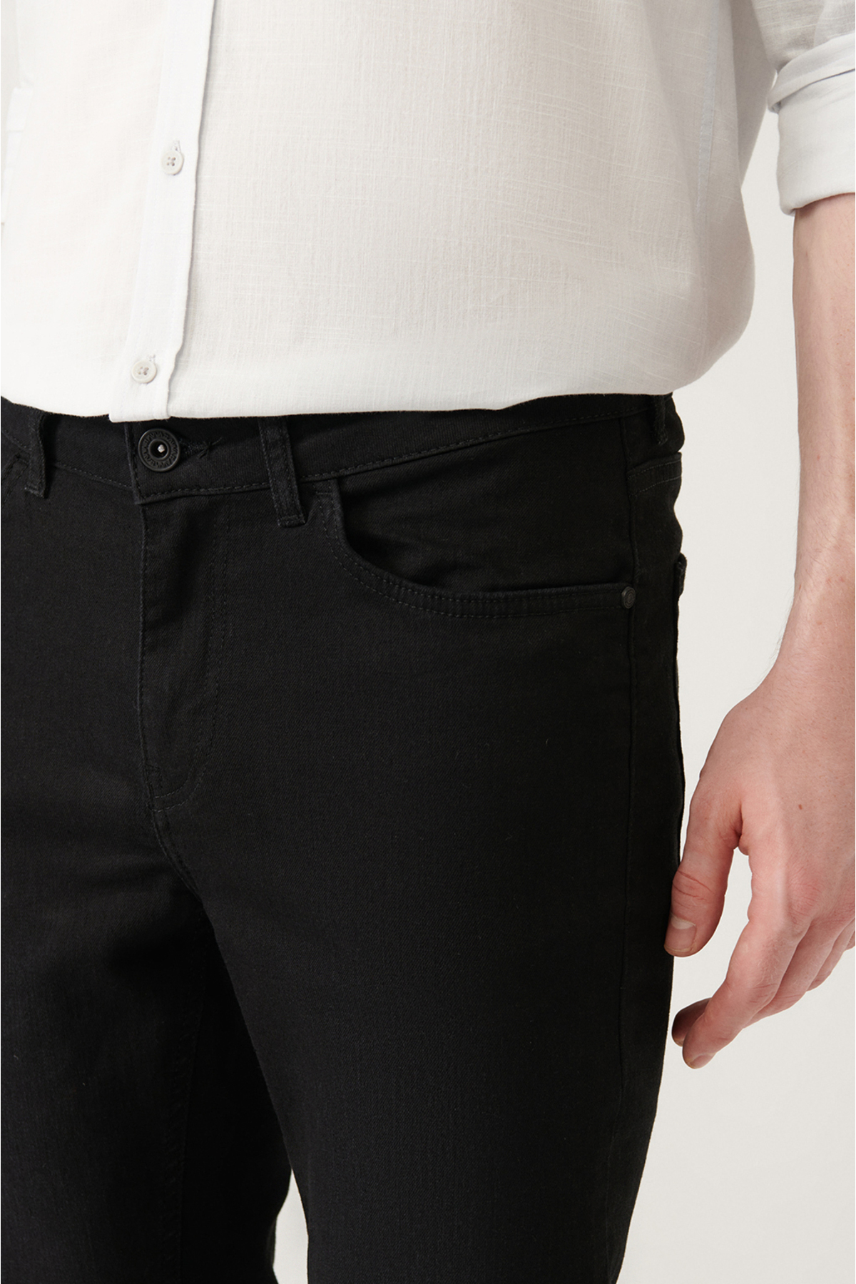 Avva  Erkek Siyah Eskitme Yıkama Esnek Jean Pantolon E003513 - Görsel 4