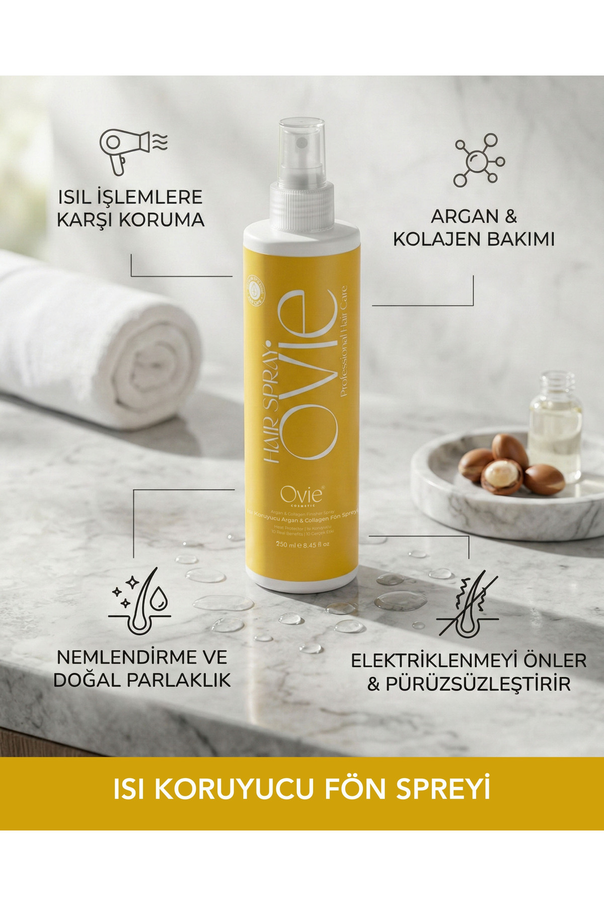 Isı Koruyucu Argan &Collagen Fön Spreyi — IKA&CFS — تصویر 3 از 7