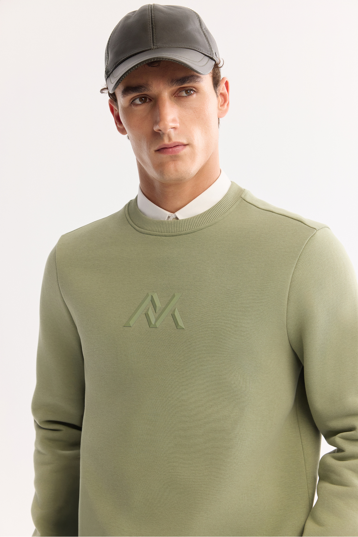 Avva  Erkek Yeşil Bisiklet Yaka Pamuklu Şardonlu Baskılı Regular Fit Sweatshirt A52Y1327 - Görsel 2