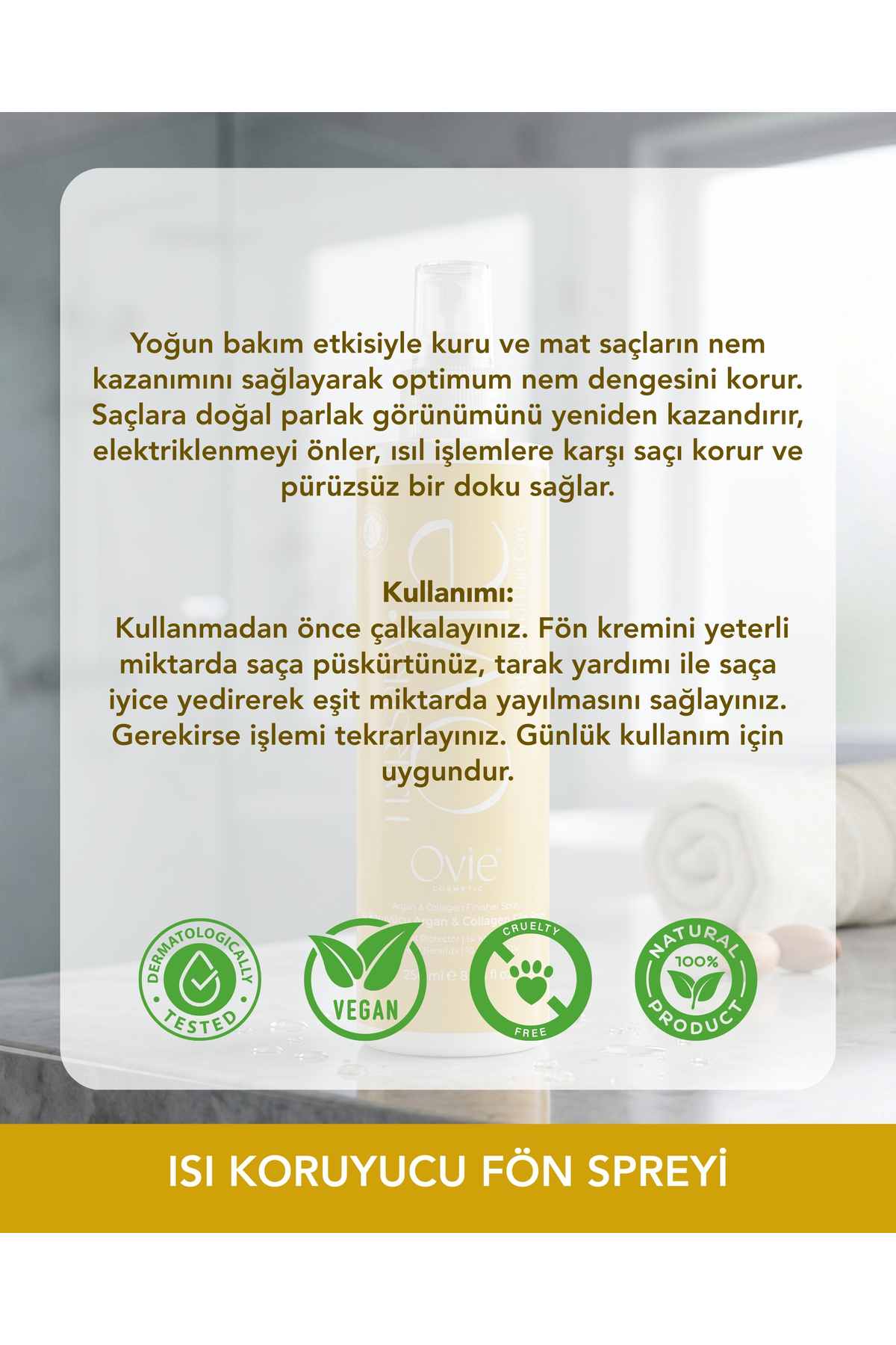 Isı Koruyucu Argan &Collagen Fön Spreyi — IKA&CFS — تصویر 2 از 7