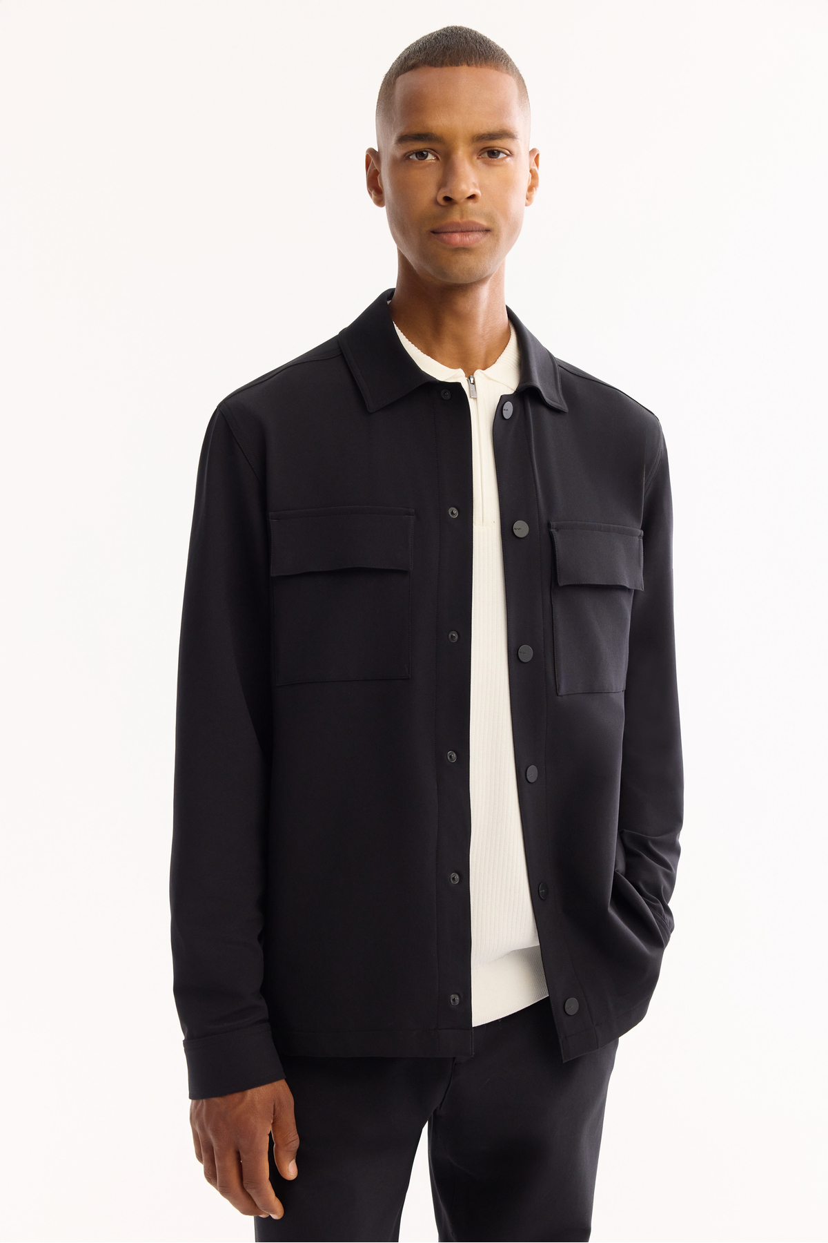 Avva  Erkek Siyah Klasik Yaka Hızlı Kuruyan Non-Iron Comfort Fit Gömlek Ceket A52Y2118 - Görsel 5