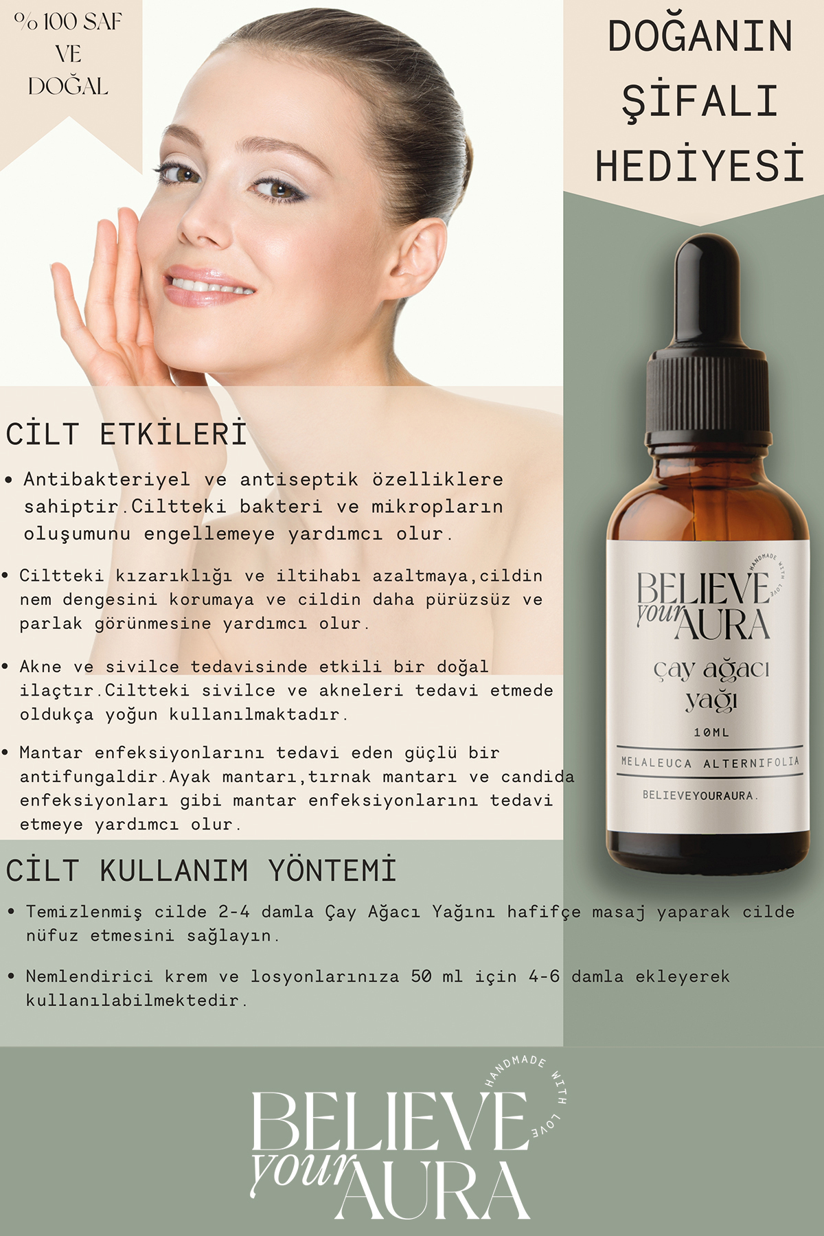 Çay Ağacı Yağı - %100 Saf Ve Organik Cilt Ve Saç Bakım Yağı - Tea Tree Oil - 10 ml — ATYCAY — تصویر 5 از 7