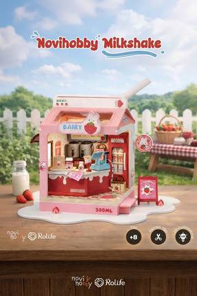 NoviHobby Milkshake | Minyatür Maket Ev Seti| Rolife(Strawberry Milk Box)