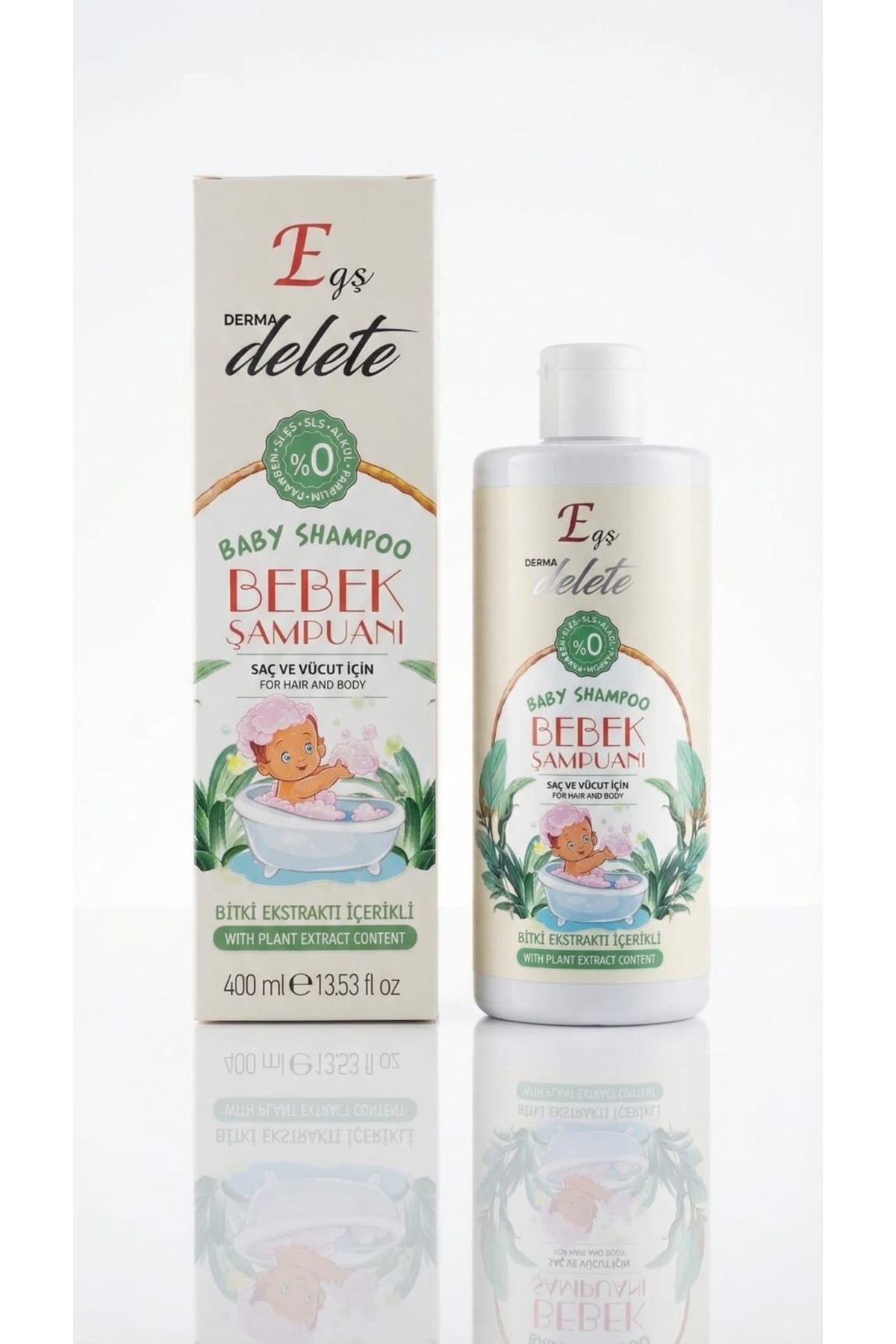 Egş DERMA delete BEBEK ŞAMPUANI SAÇ ve VÜCUT DOĞAL ŞAMPUAN 400ml %0 sls sles alkol parfüm paraben yok fotoğrafı 5 (önizleme)