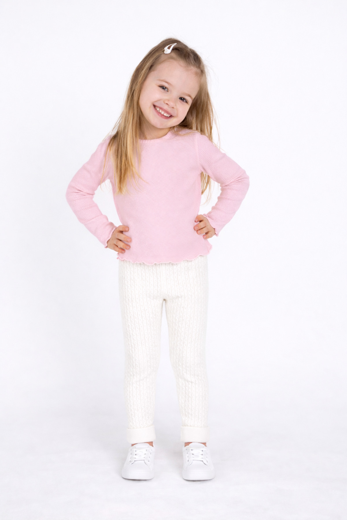 KUEZA KIDS Kız Çocuk Yumuşak Dokulu Saç Örgülü Tayt 20KUSTYT028 fotoğrafı 4 (önizleme)