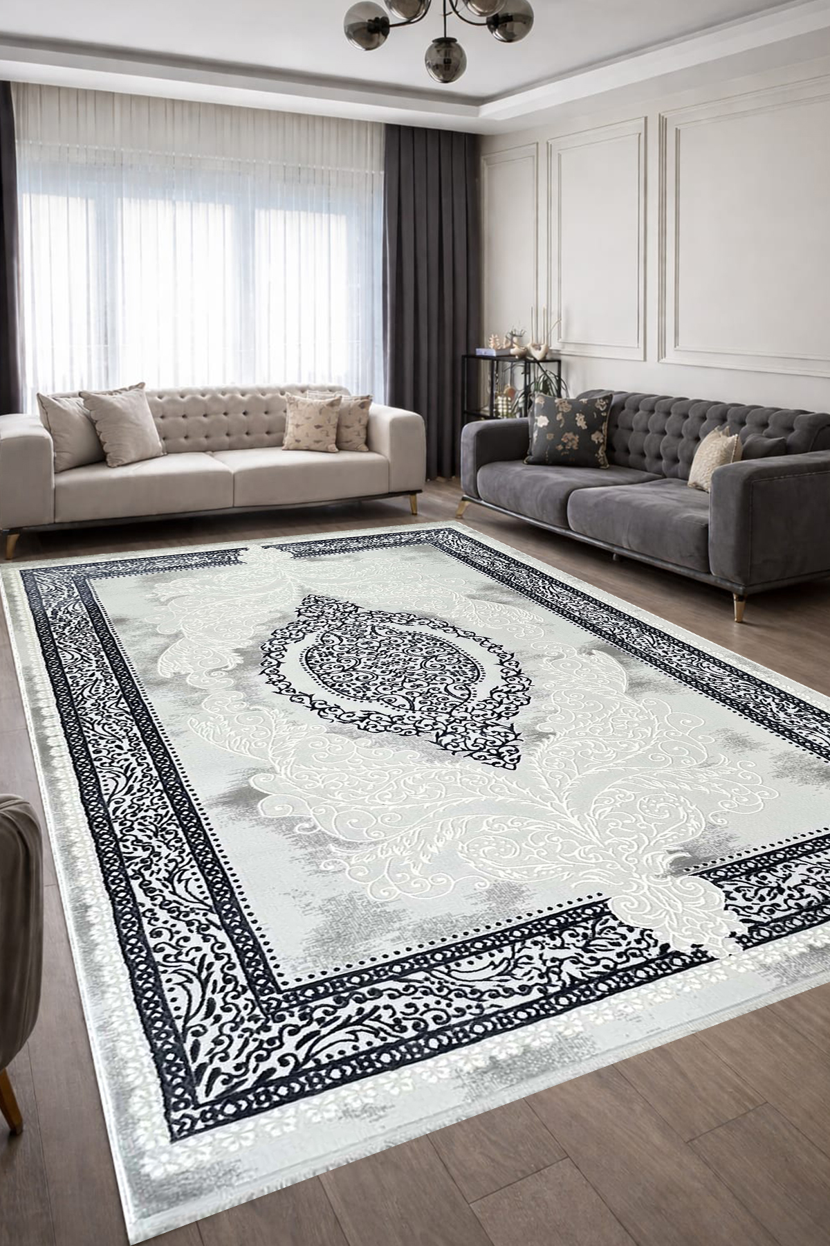 4 Square Meters - 6 Square Meters Modern Thickly Woven Densely Woven Living Room Rug Antiallergic Blue