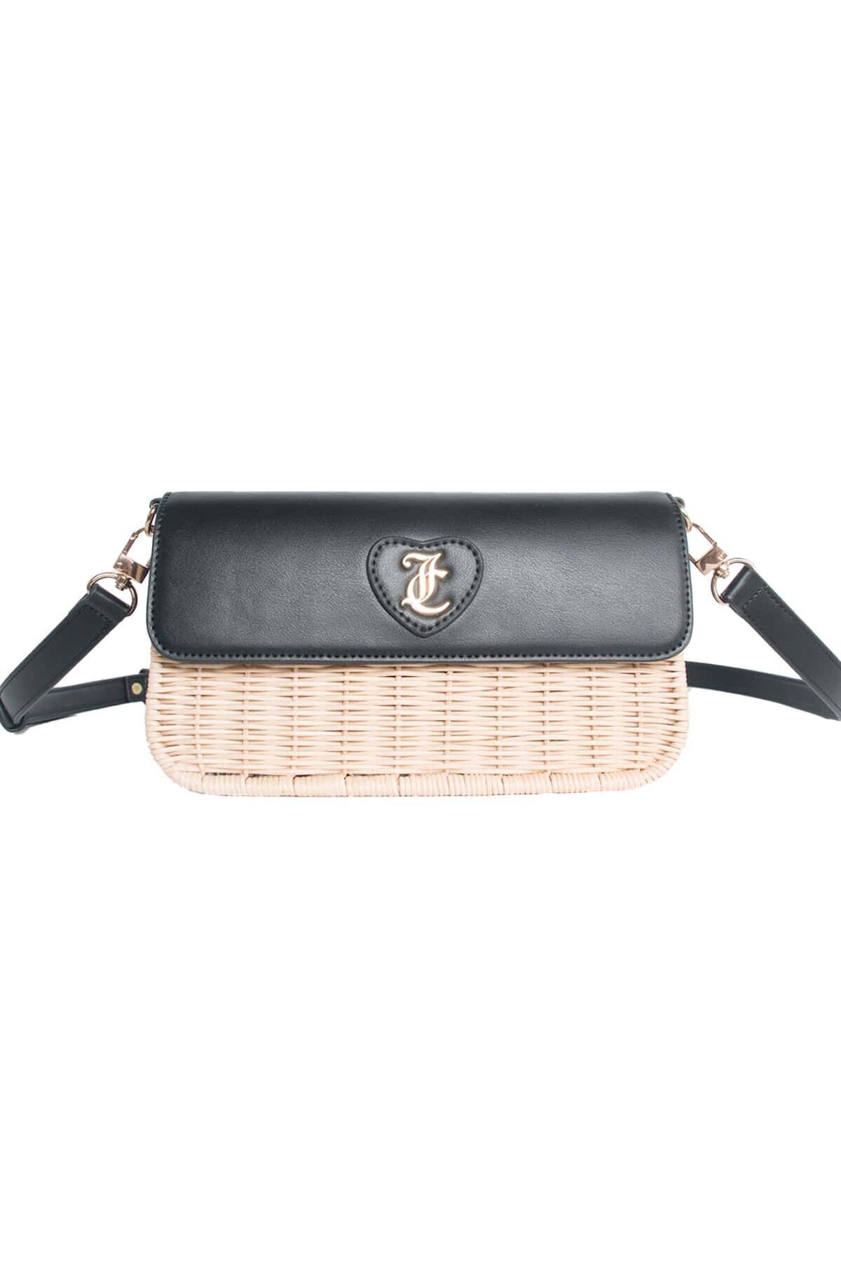 Juicy Couture Women's Juicy Straw Shoulder Bag - Black/Beige- Trendyol