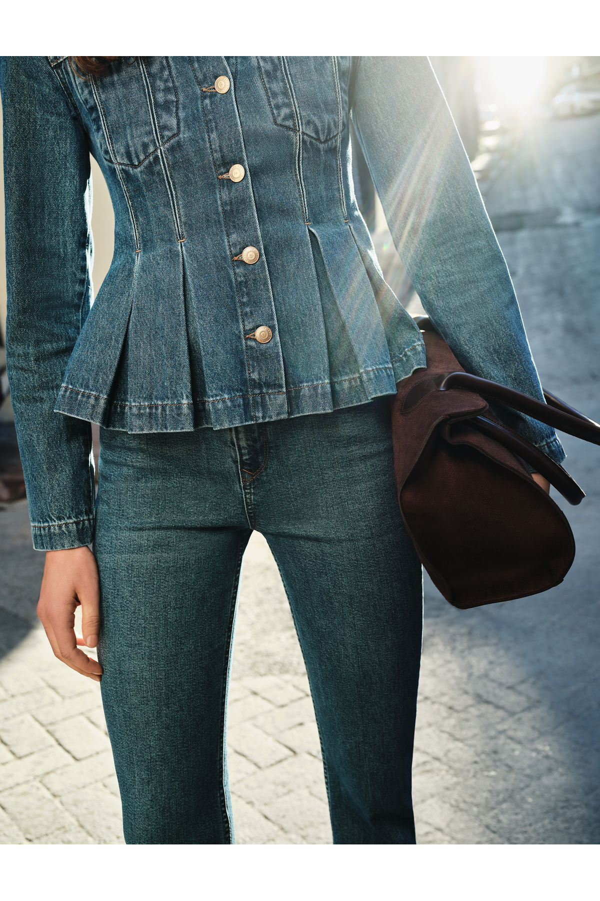Koton Pamuklu Dar Kalıp Düğmeli İspanyol Paça Denim Pantolon - Flare Jeans