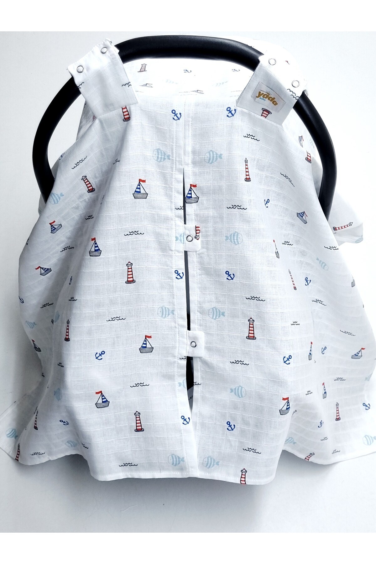 Yada Baby %100 Organik Pamuklu Kumaştan Müslin Tek Kat Minderli Puset Örtüsü Seti fotoğrafı 3 (önizleme)