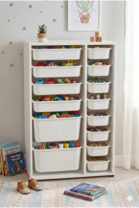 decosense 14 Çekmeceli Çok Amaçlı Oyuncak Dolabı ve Saklama Ünitesi – Çocuk O...