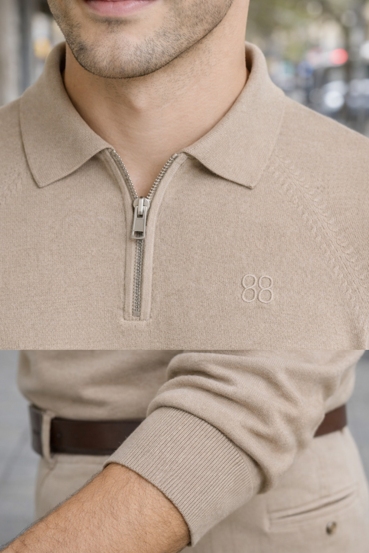 WE AND ME  POLO YAKA %100 YUMUŞAK TUŞELİ FERMUARLI ERKEK TRİKO KAZAK - Görsel 4