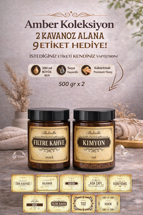 Alubrella Plastik Kavanoz Seti ve Gıda Temalı Etiketler