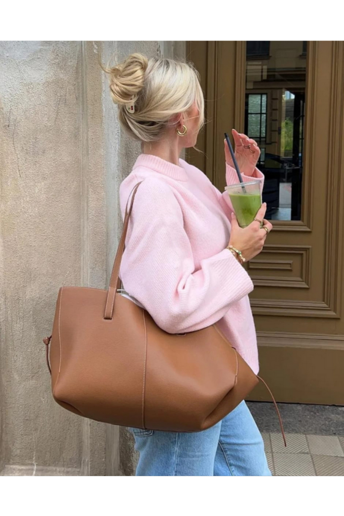 MODASPARK  Pembe Bisiklet Yaka Oversize Triko Kadın Kazak - Görsel 3