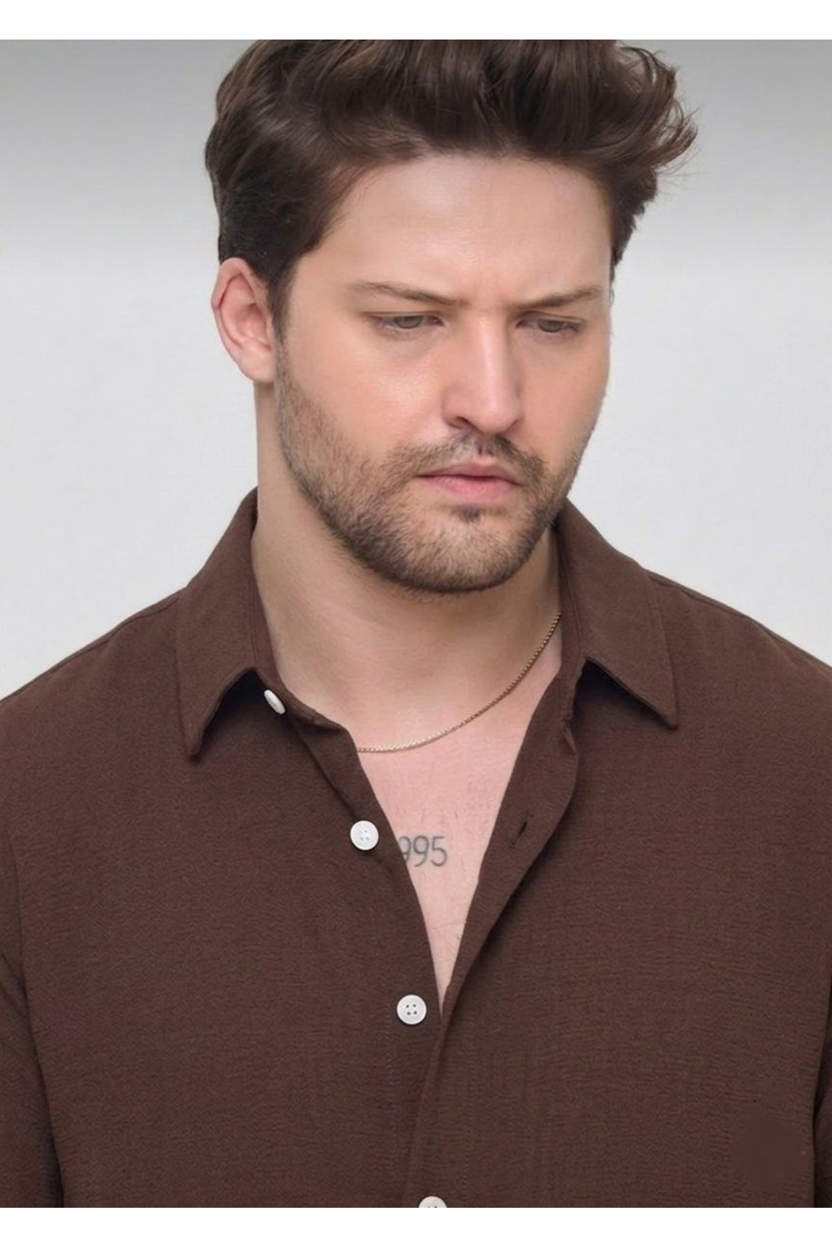 GEIO  ERKEK OVERSİZE KESİM KETEN GÖMLEK - Görsel 2