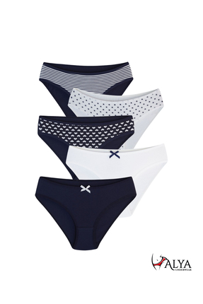 ALYA UNDERWEAR Kız Çocuk - Garson Empirme Baskılı Pamuklu Kumaş Slip Külot 5'...