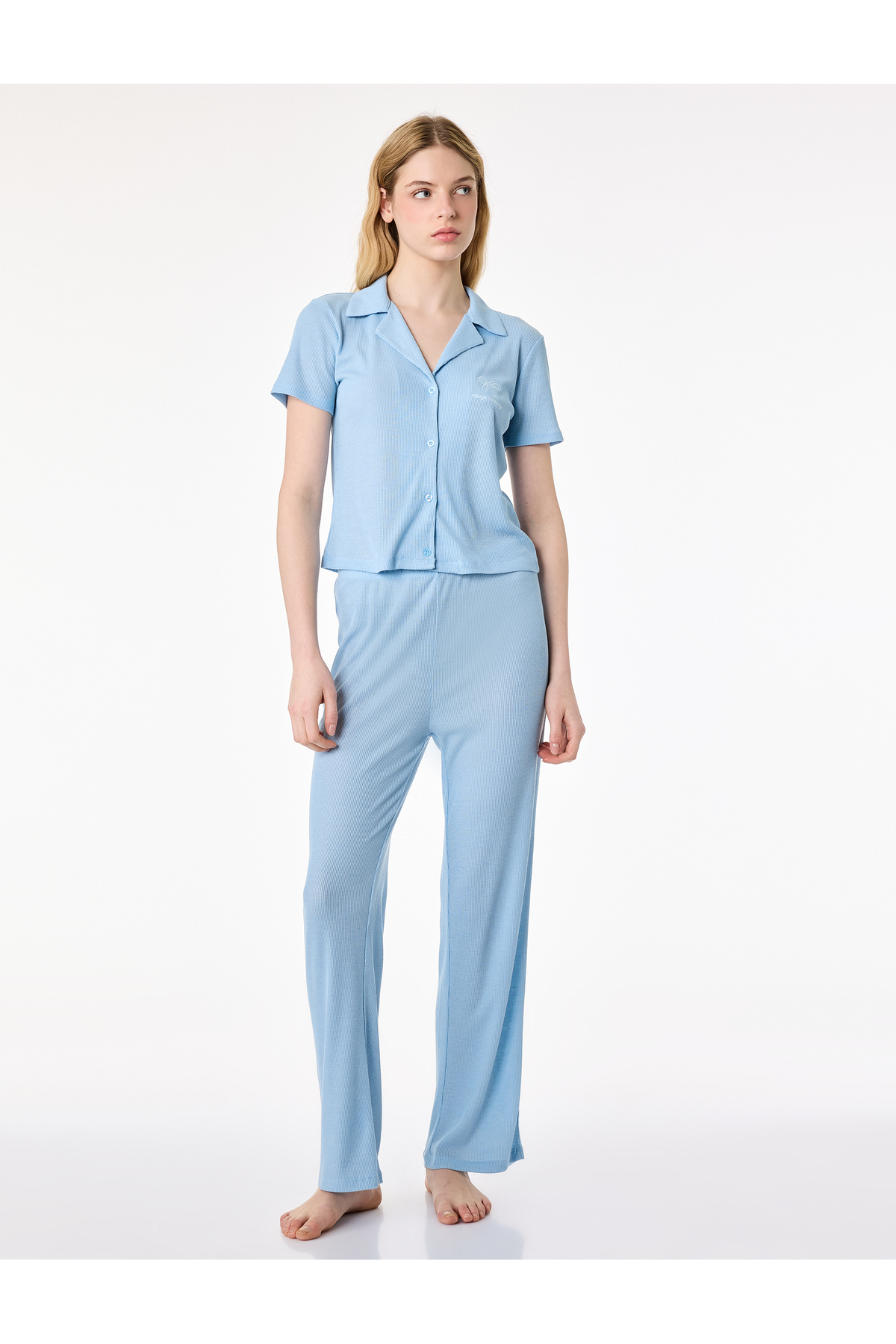Koton Completo Pigiama Donna In Maglia - Lavabile In Lavatrice - Modello Classico - 6