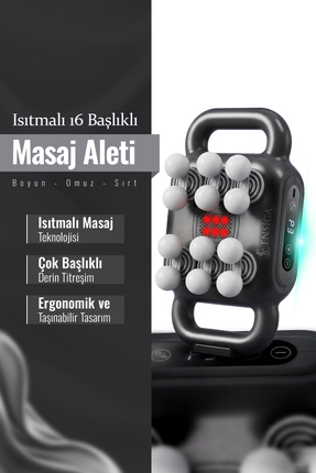 EN SİGA Isıtmalı 16 Başlıklı Elektrikli Masaj Aleti – Boyun Omuz Sırt Titreşi...