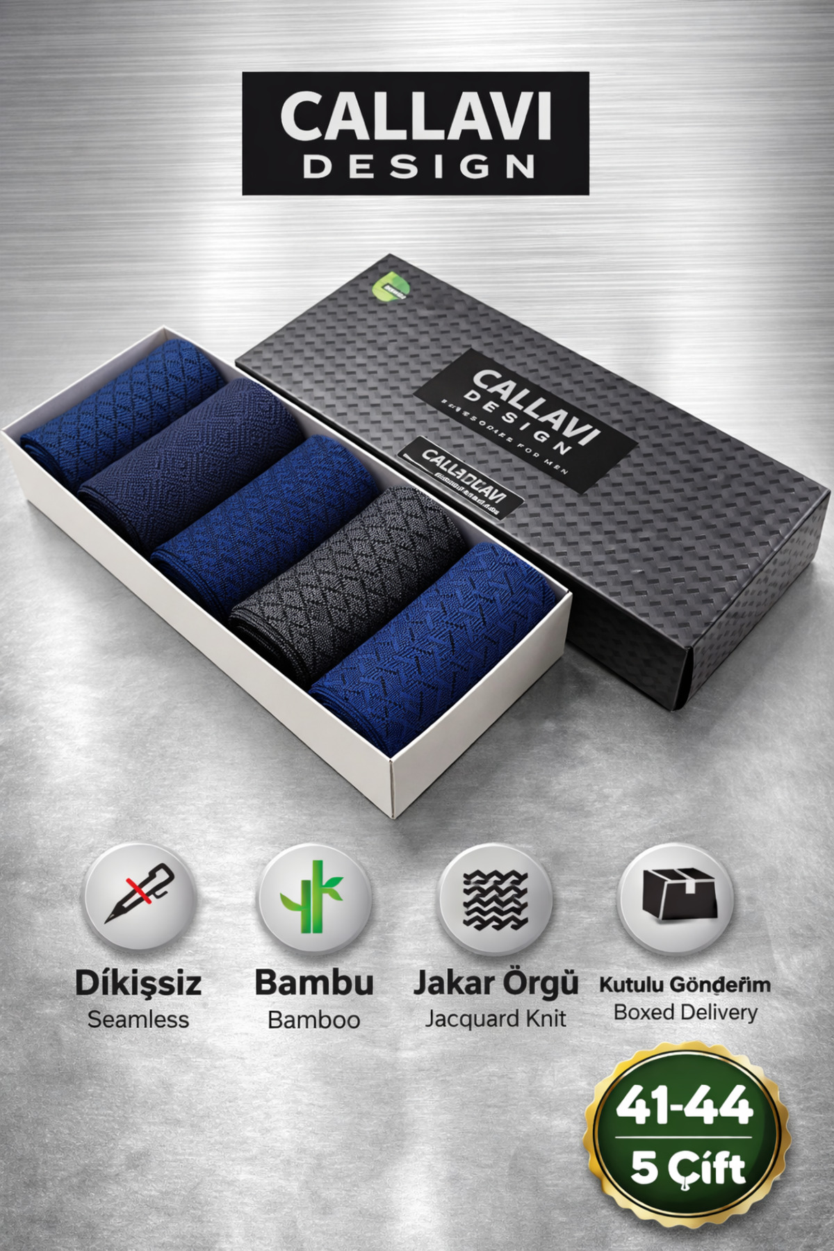 CALLAVI  Bambu Jakarlı Dikişsiz Erkek Çorap Kutulu - Görsel 4