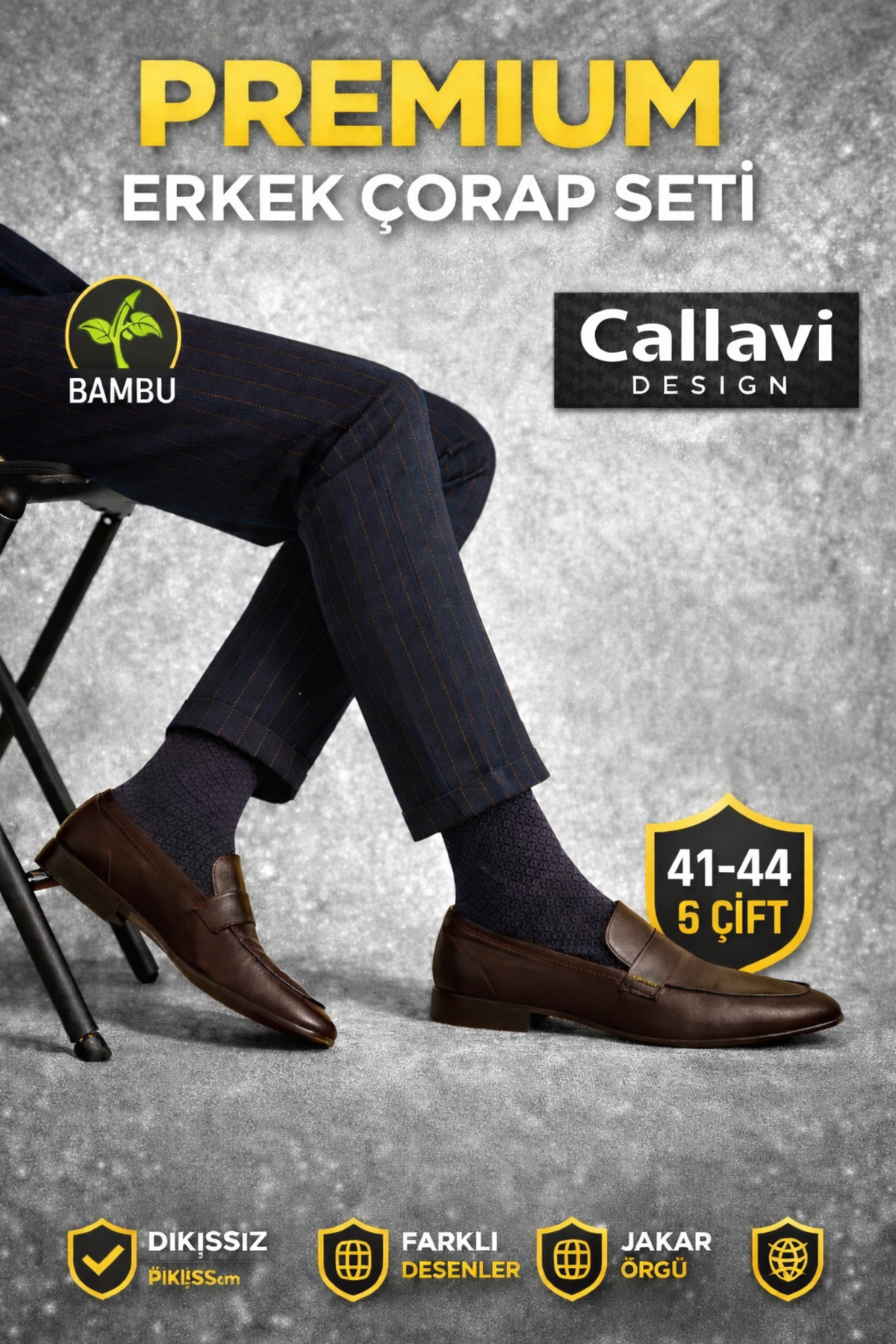 CALLAVI  Bambu Jakarlı Dikişsiz Erkek Çorap Kutulu - Görsel 3