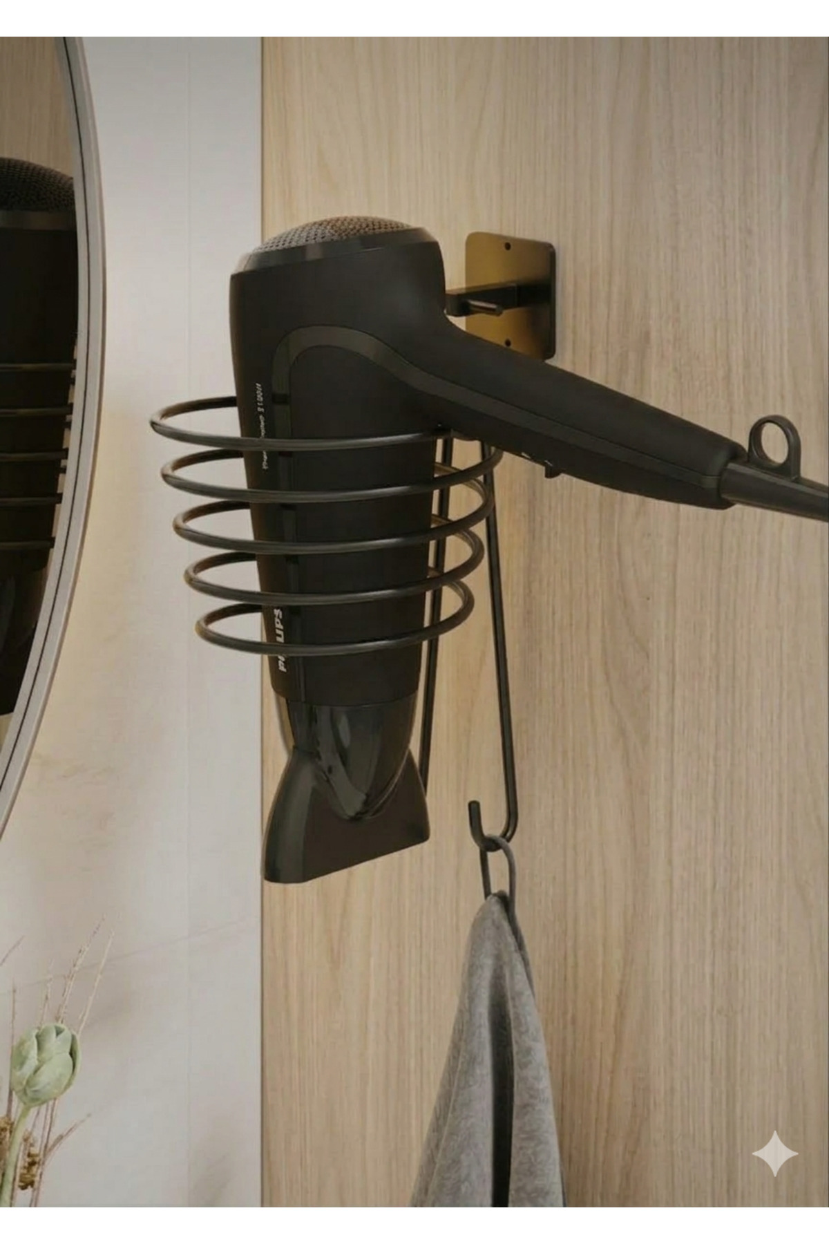 Black Hair Dryer Hanger Hair Dryer Holder Adhesive