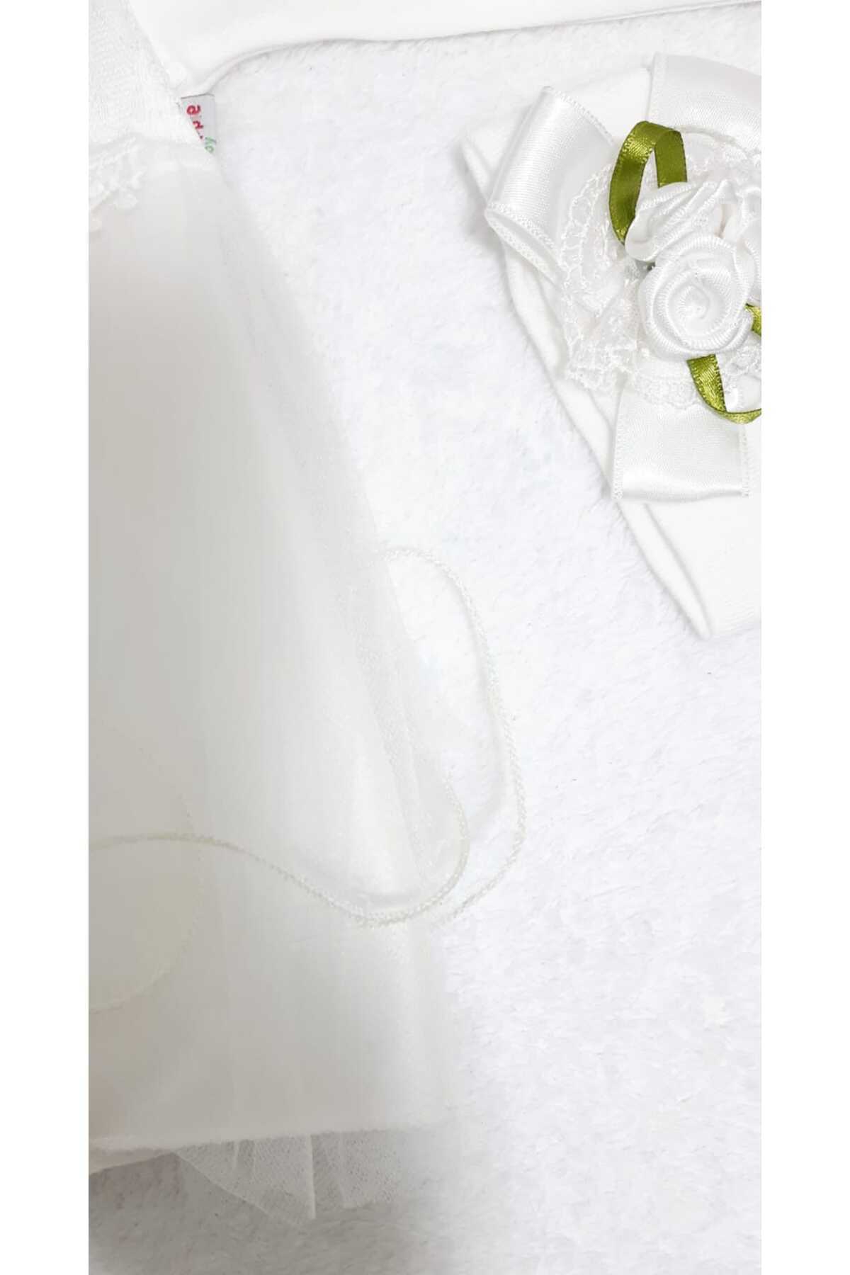 NOMİRO Nomiro-dantel Tüllü Bandanalı Prenses Bebek Elbisesi Gelinlik fotoğrafı 5 (önizleme)