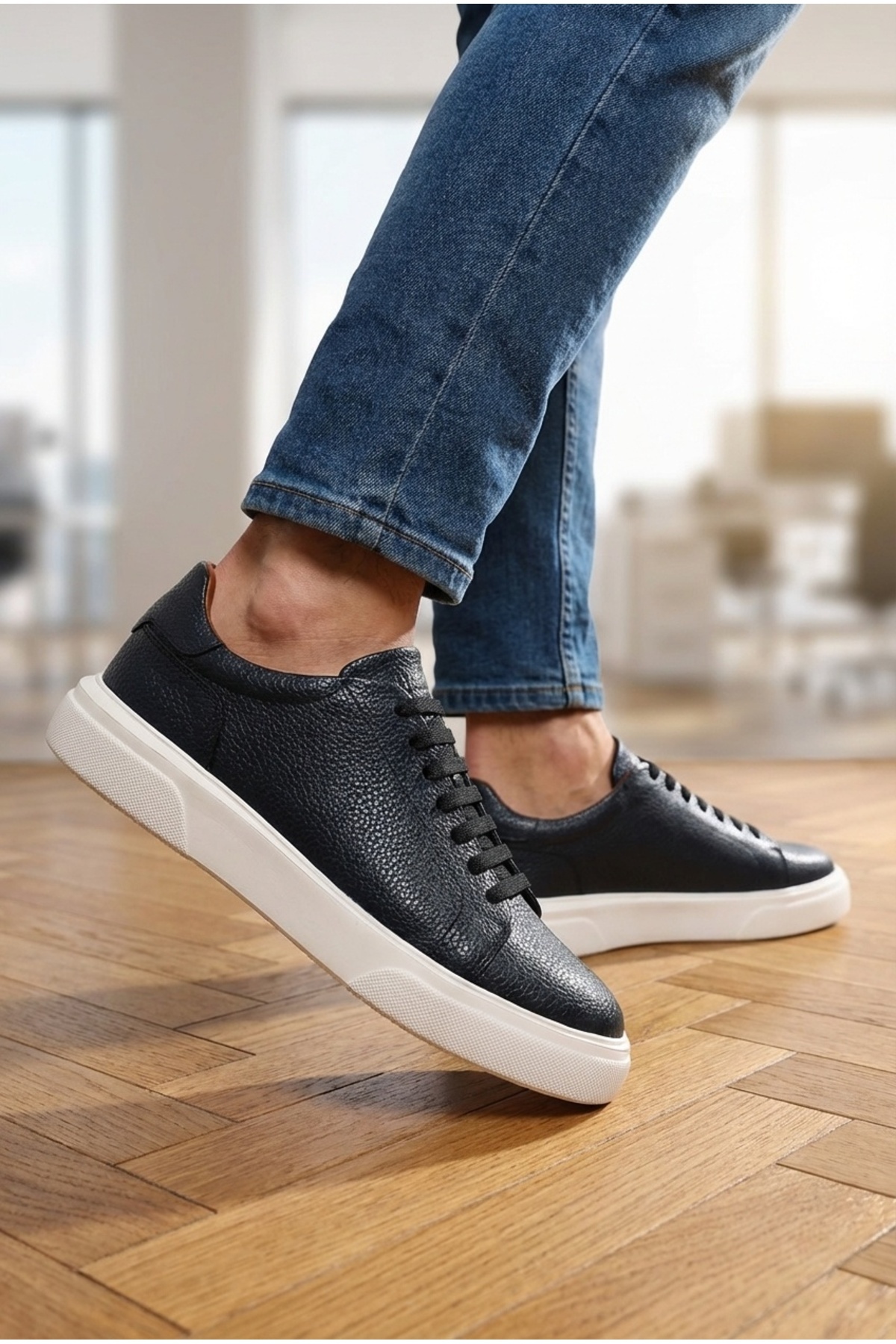Lufian Tommy Yeni Sezon Günlük Casual Erkek Sneaker Ayakkabı Siyah Beyaz görsel 2