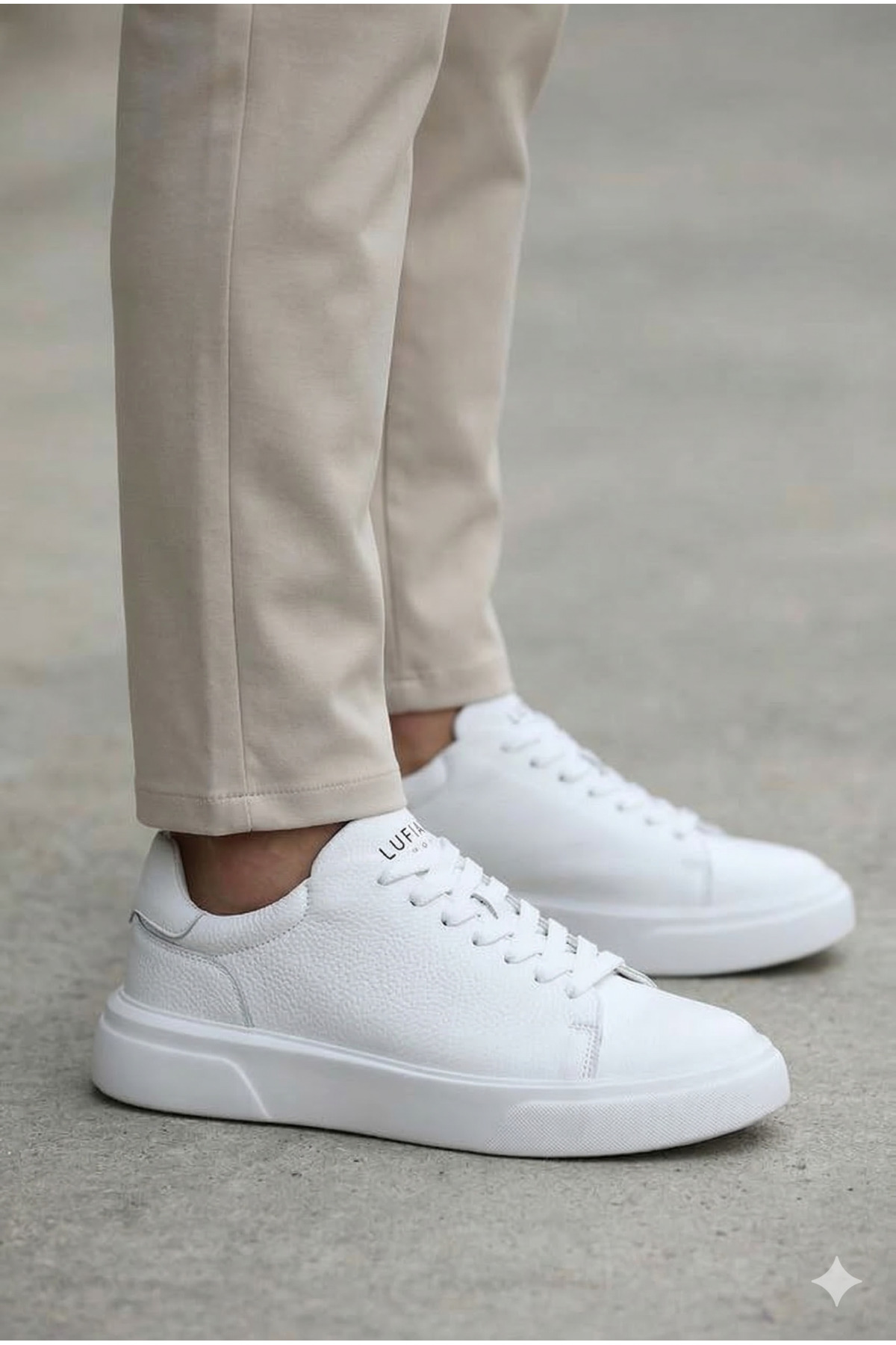 Lufian 111230187 Tommy Casual Deri Erkek Sneaker Ayakkabı BEYAZ