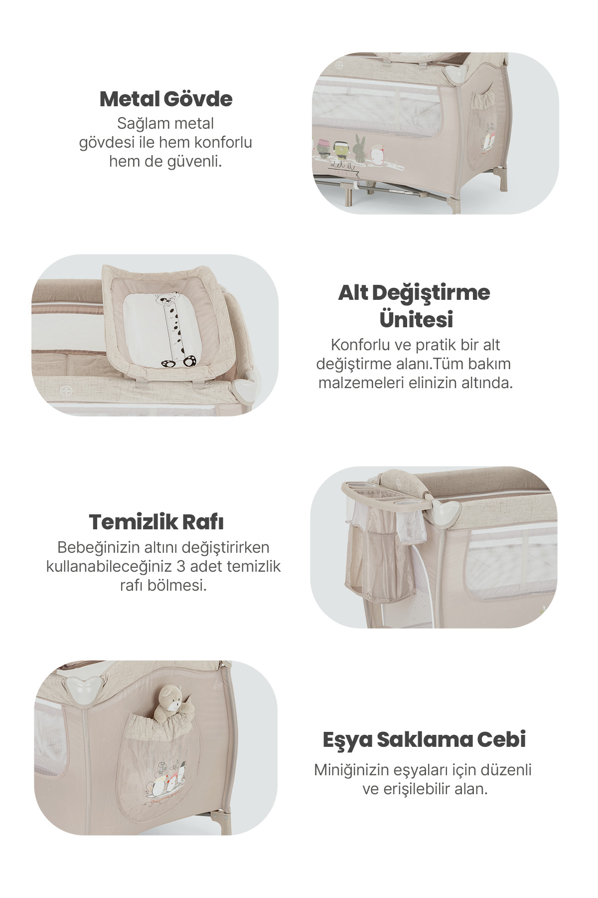 Kanz Pretty Park Yatak ve Oyun Parkı Gri fotoğrafı 2 (önizleme)