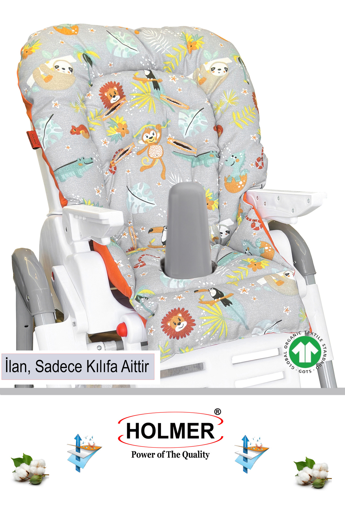 Stainproof Organic Feeding Chair Cushion & Cover Max-M Dark Grey