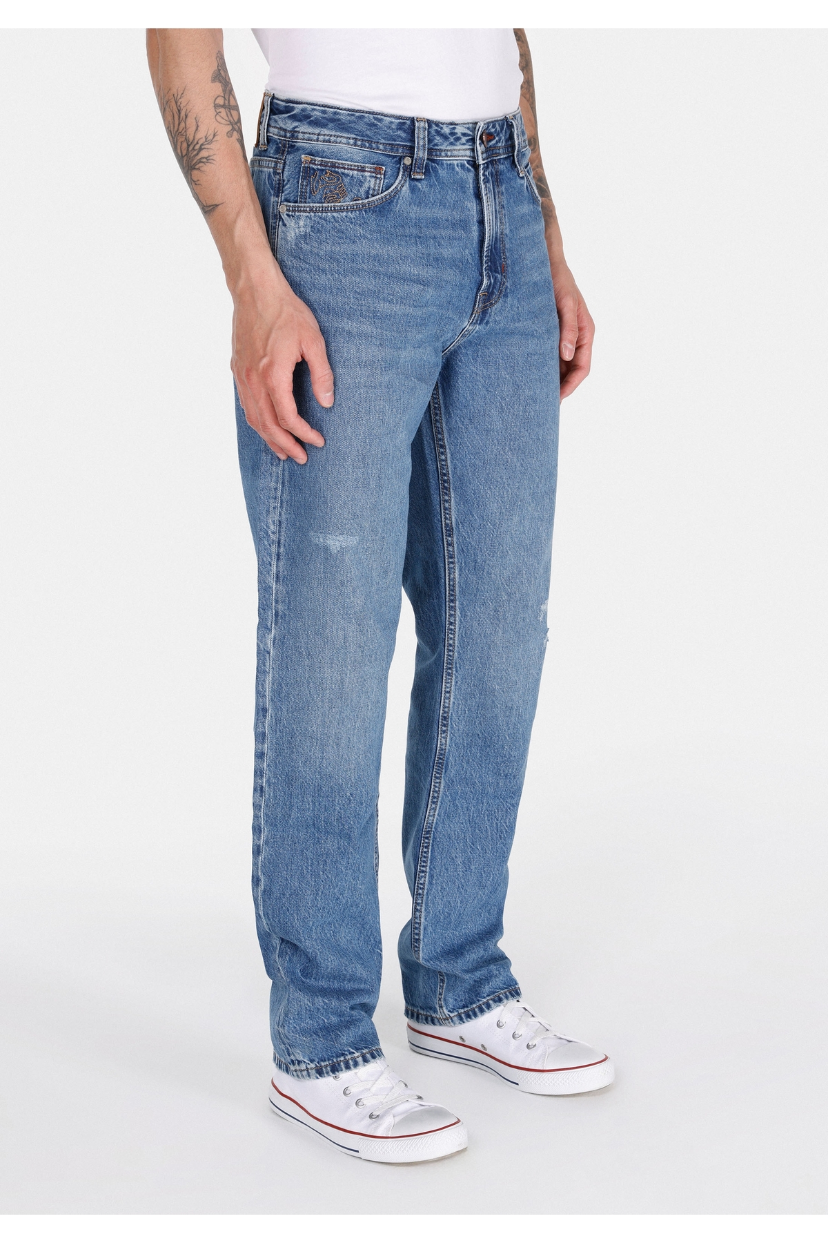 Colin’s  Regular Fit Orta Bel Düz Paça Pamuk Erkek Mid İndigo Denim Jean Pantolon - Görsel 4