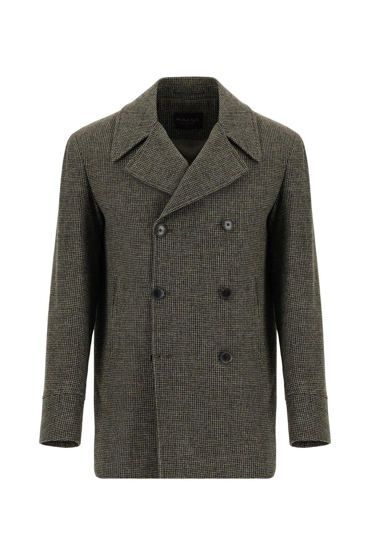 Abdullah Kiğılı  Desenli Yünlü Kruvaze Kaban