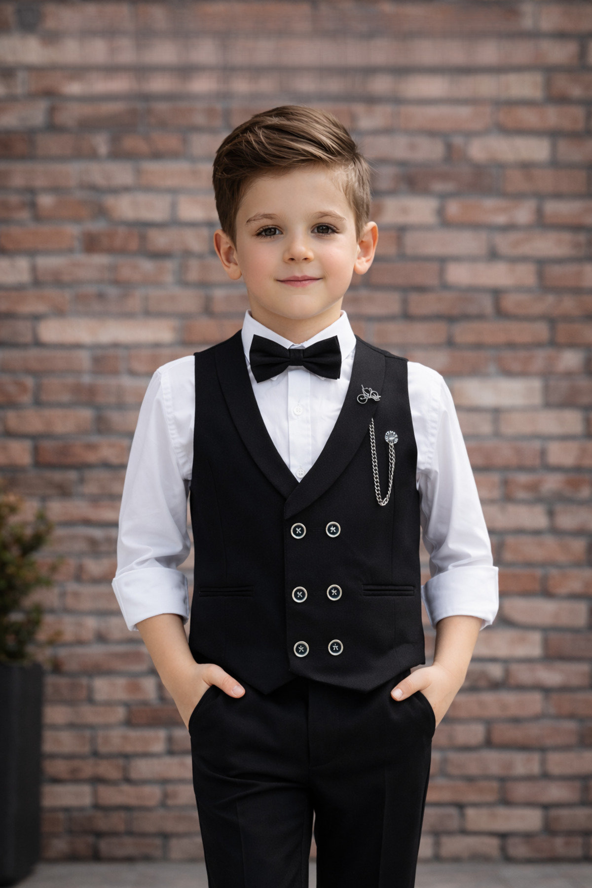 HAYTA Çocuk Yelek Takım Gömlekli Set 0-1yaş - 14yaş Silver siyah fotoğrafı 2 (önizleme)