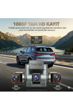 TARÇIN 4 Kanallı Ultra HD Araç İçi Kamera Seti - 360° Tam Araç Güvenliği & 7/...