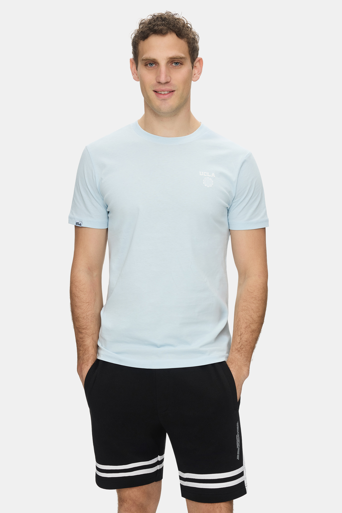 BASS Sky Blue Crew Neck Printed 100% Cotton Standard Fit Men's T-Shirt