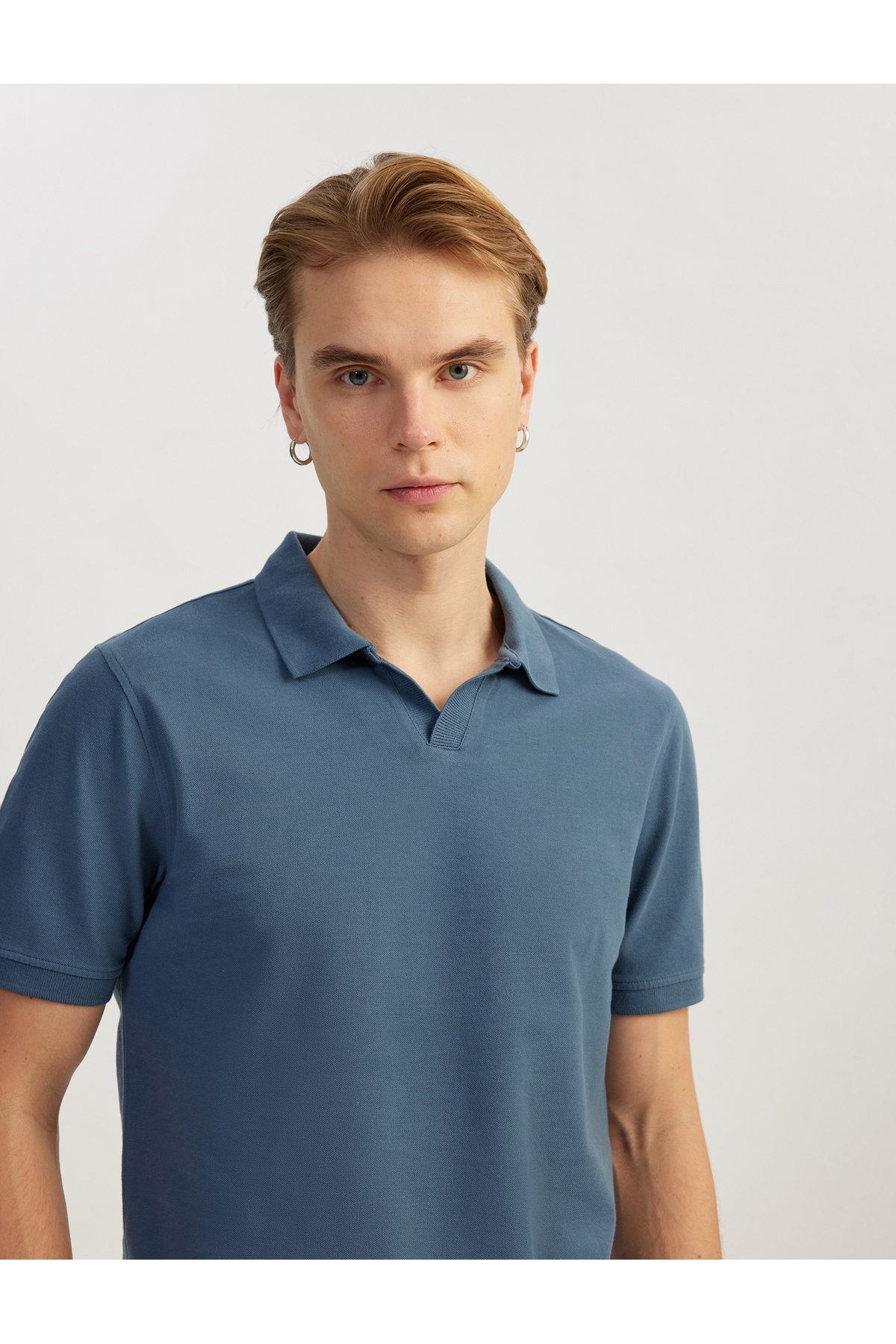 Koton Cotton Pique Fabric Short Sleeve Regular Fit V-Neck Polo T-Shirt