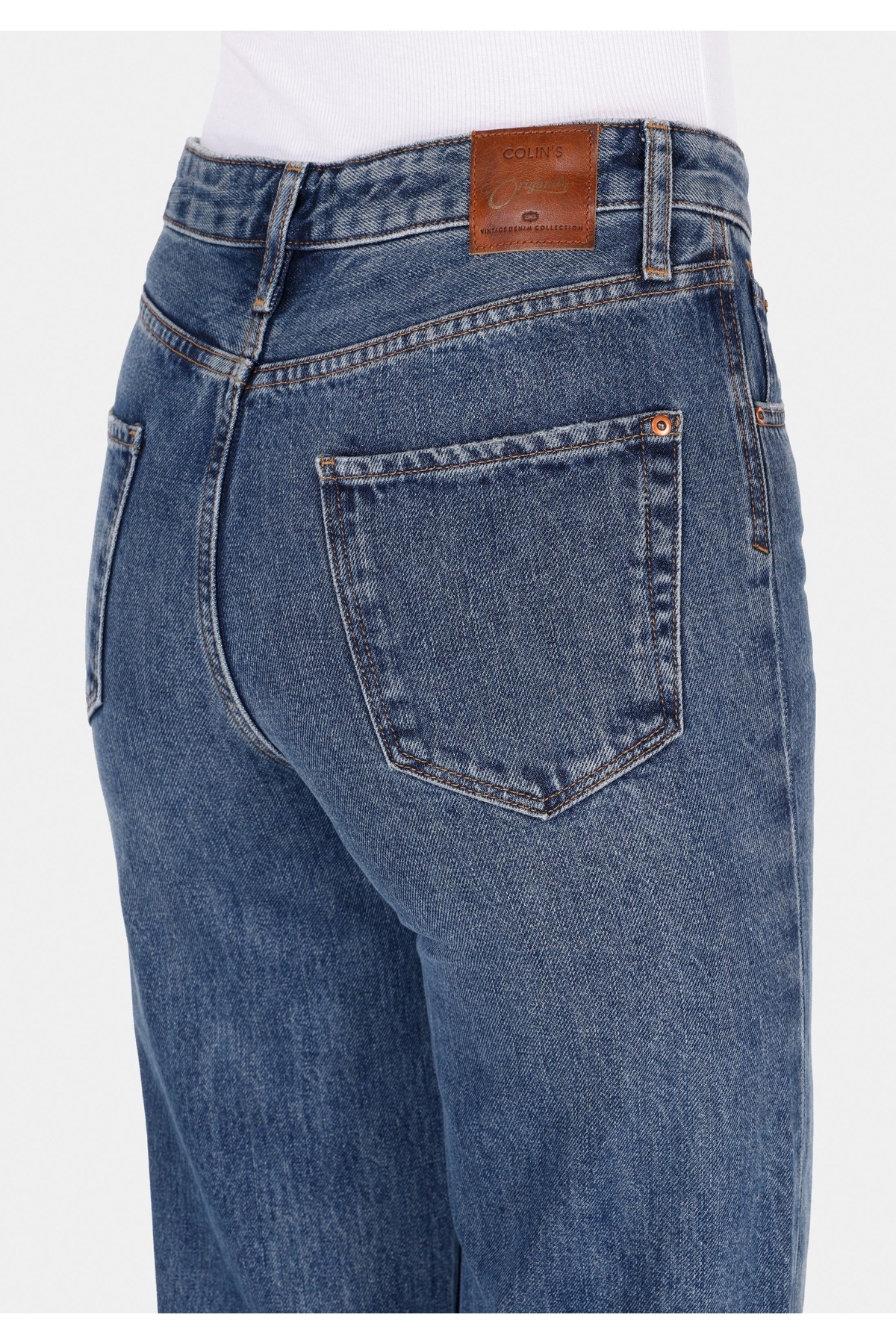 Colin’s  Regular Fit Yüksel Bel Geniş Paça Kadın İndigo Jean Pantolon - Görsel 6