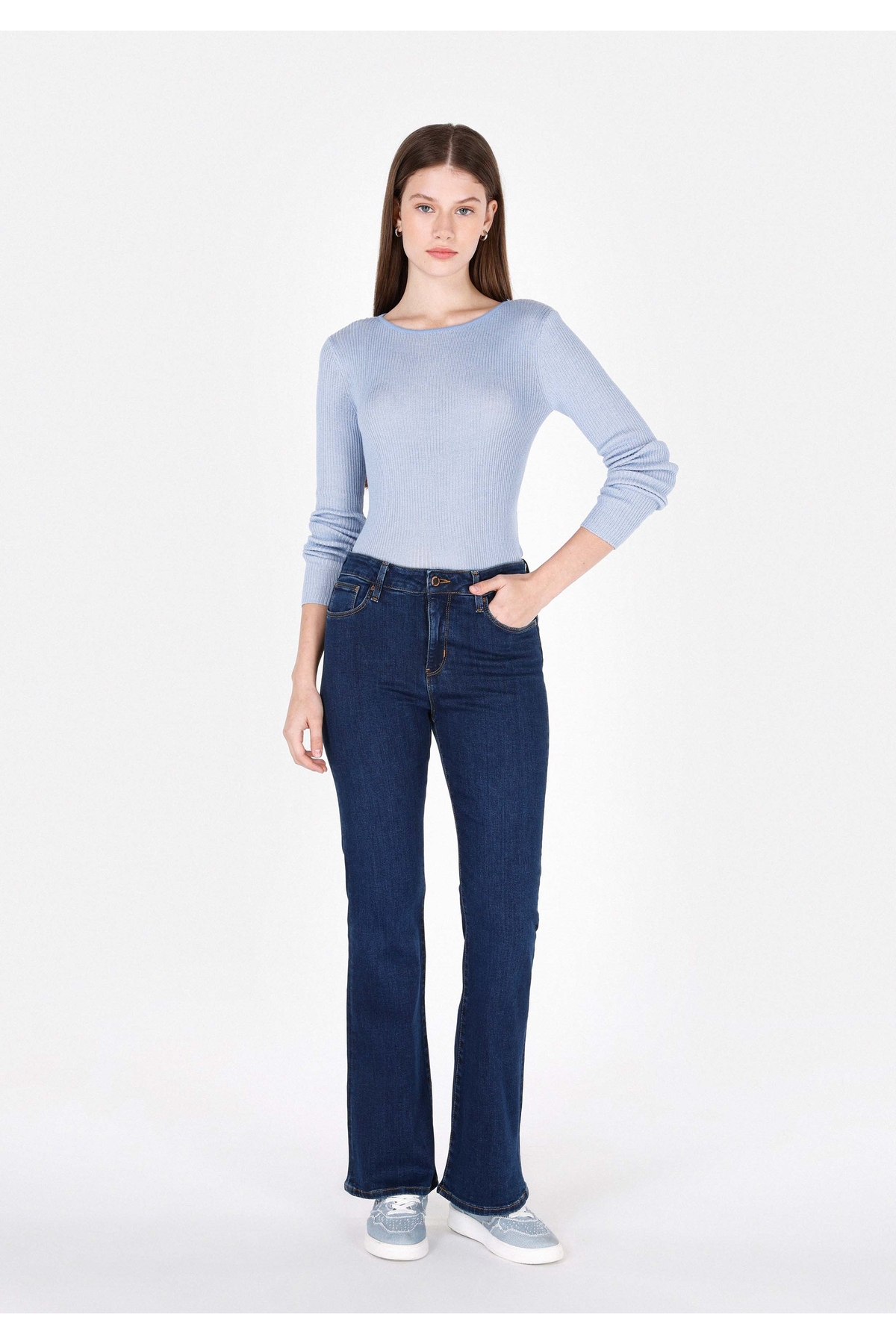 Colin’s  791 Monıca Regular Fit Orta Bel Bootcut Kadın Koyu Mavi Jean Pantolon