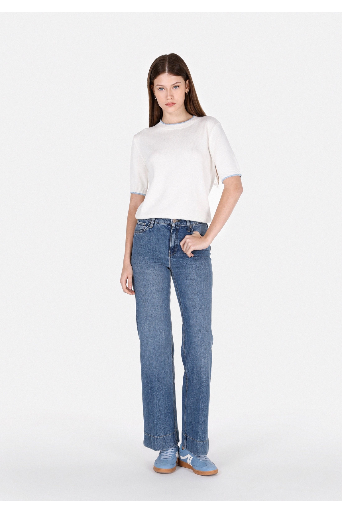 Colin’s  Regular Fit Yüksel Bel Geniş Paça Kadın İndigo Jean Pantolon - Görsel 3