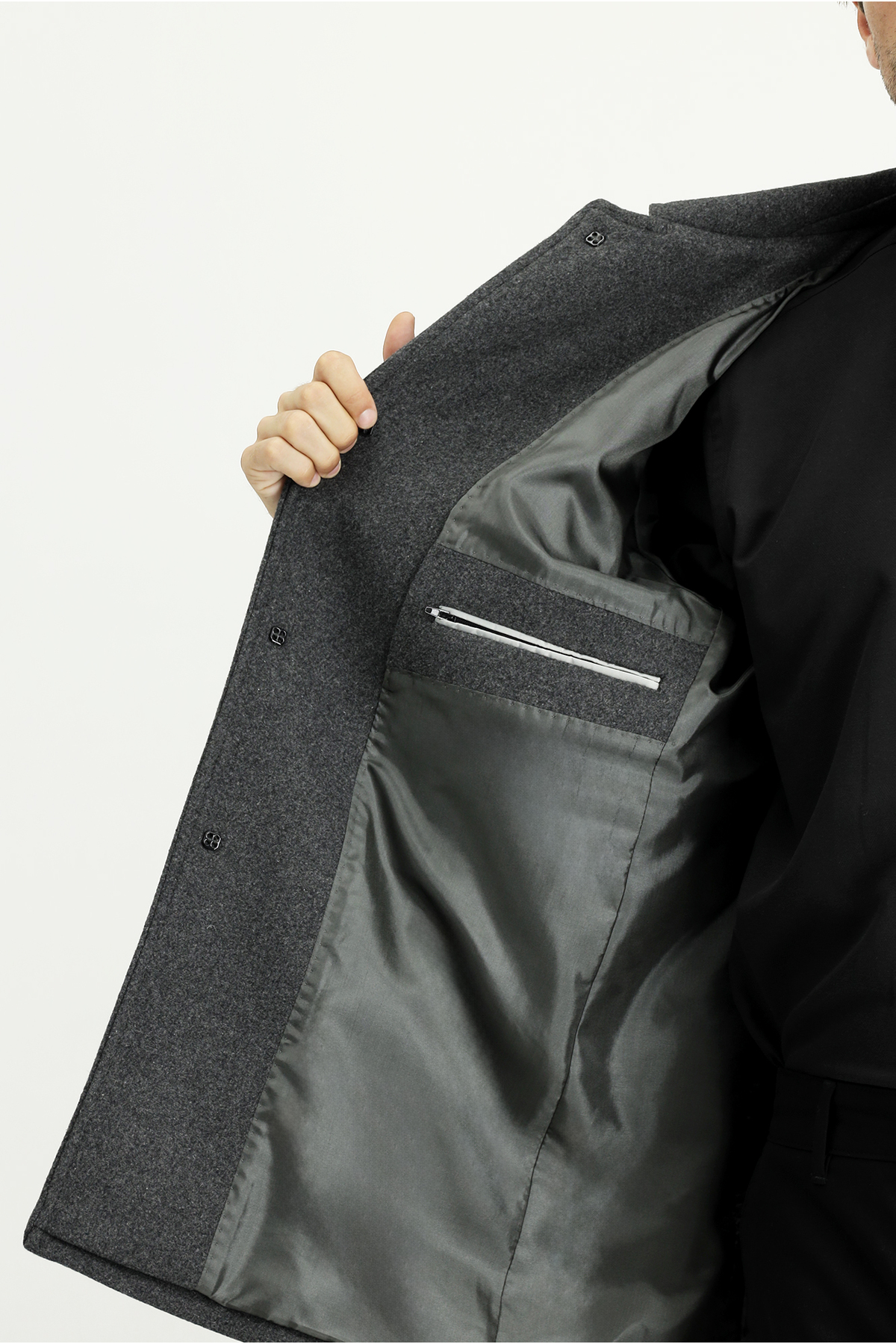 Kiğılı  Yünlü Klasik Kaban - Görsel 5