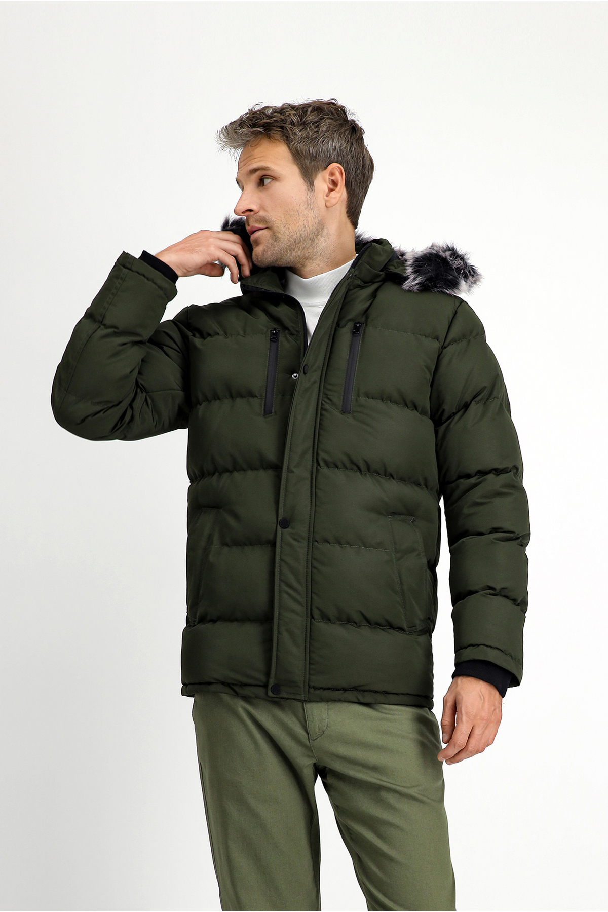 Kiğılı  Kürklü Kapüşonlu Spor Şişme Kaban