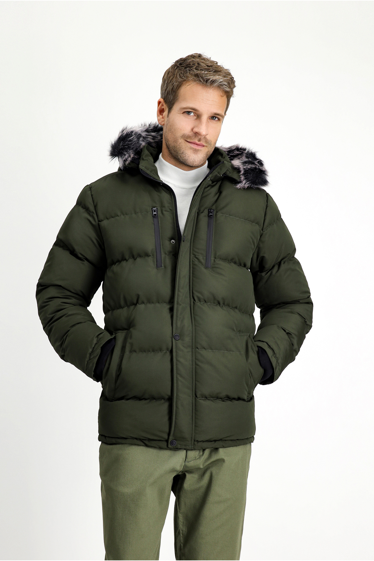 Kiğılı  Kürklü Kapüşonlu Spor Şişme Kaban - Görsel 4