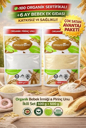 White Organic Organik Bebek Irmiği Organik Pirinç Unu Avantaj Set 500 gr X 2 ...