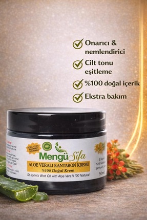 mengü şifa Aloe Vera Sarı Kantaron Nemlendirici-onarıcı Bakım Kremi 50 ml %10...