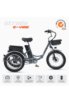 Strada E-vıbe Hidrolik Disk 20 Jant Üç Tekerlekli Elektrikli Bisiklet