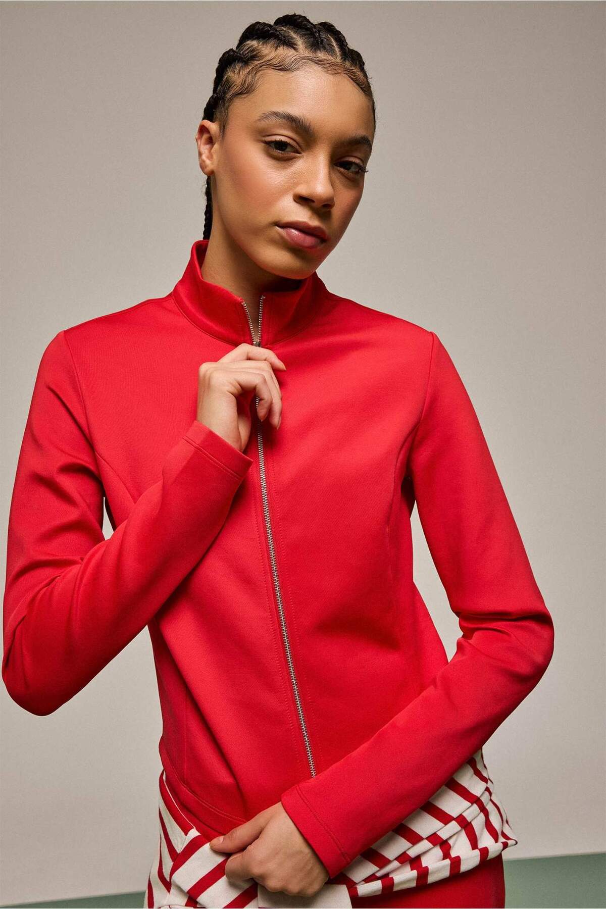 Defacto  Standart Fıt Dik Yaka Skuba Dalgıç Kumaş Hırka F9488AX26SP