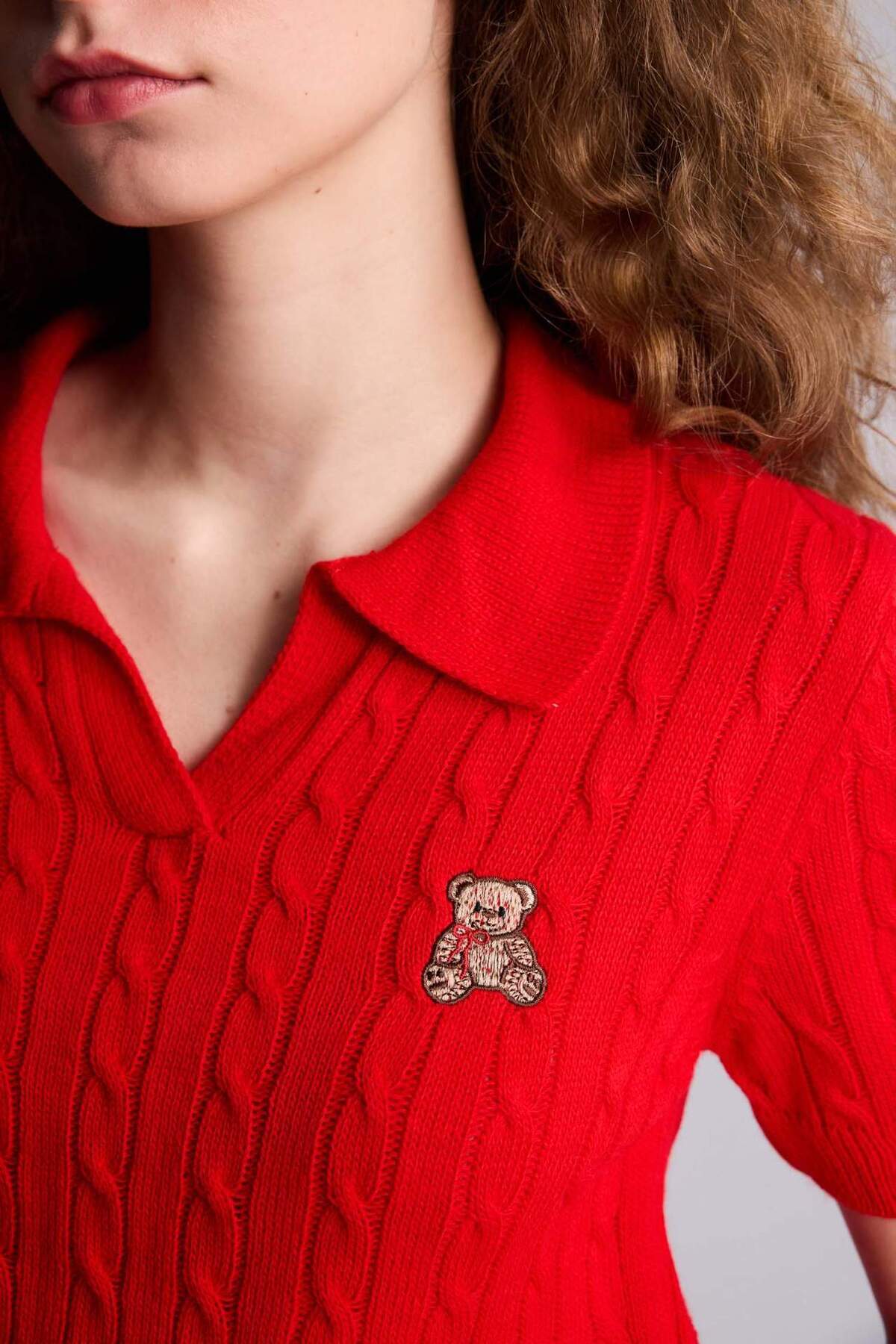 Defacto  Slim Fit Ayıcıklı Kazak H5908AX26SM - Görsel 4