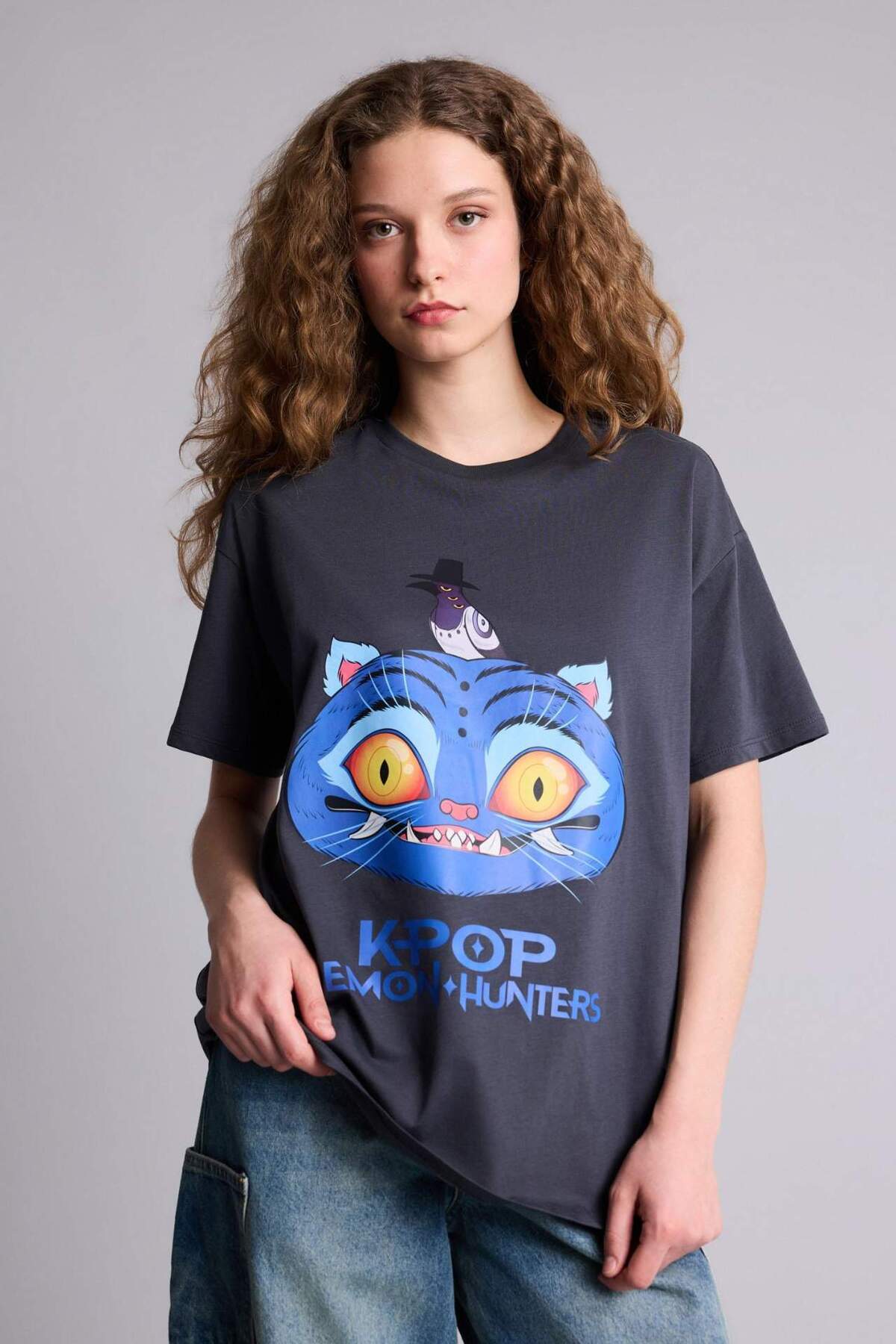 DeFacto %100 Pamuk Kpop - Demon Hunters Oversıze Tişört H0254AX26SM görsel 5