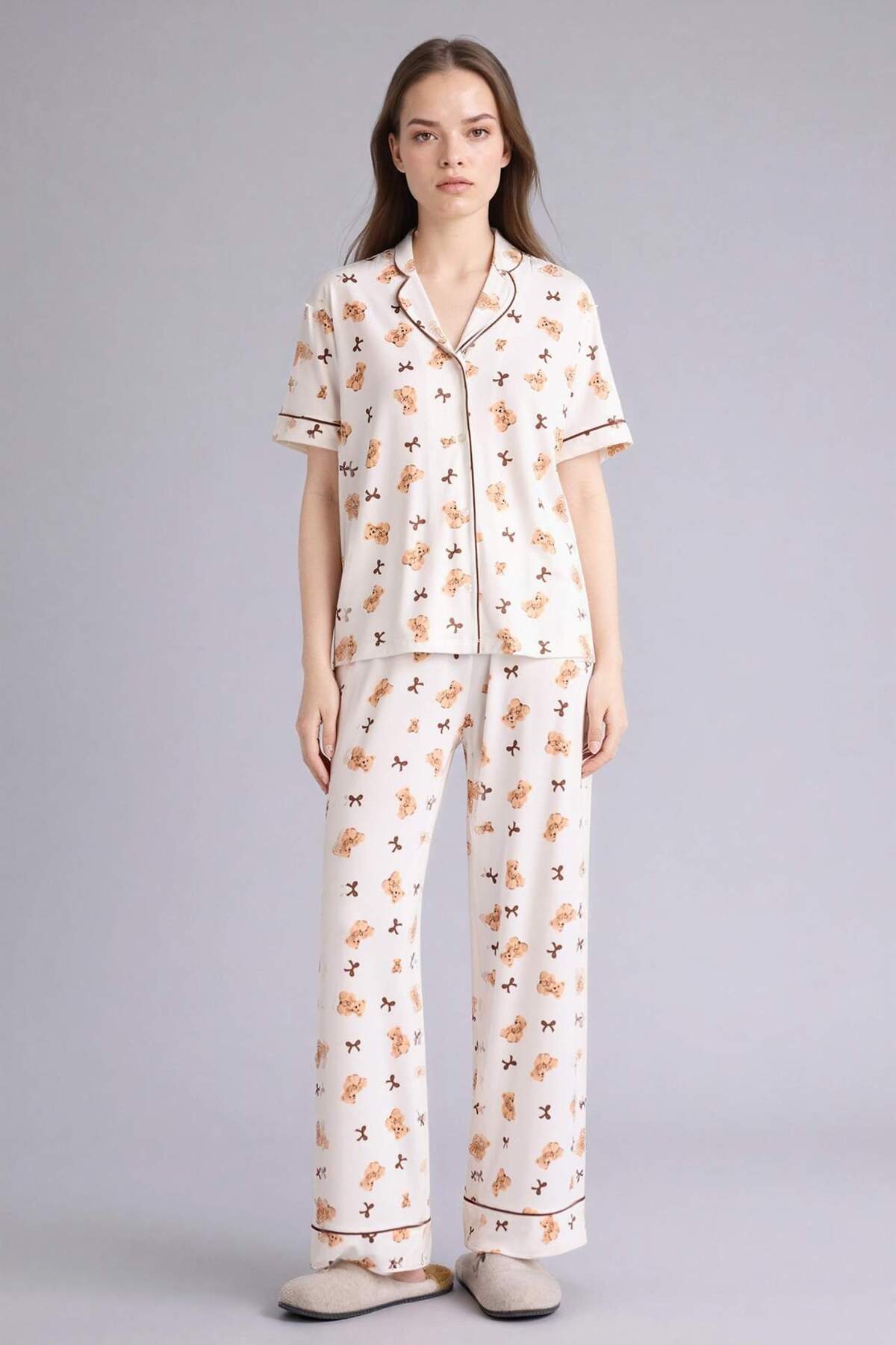 Defacto Ultra Soft Softshell Teddy Bear Pajama Set Top and Bottom G7965Ax26Sp