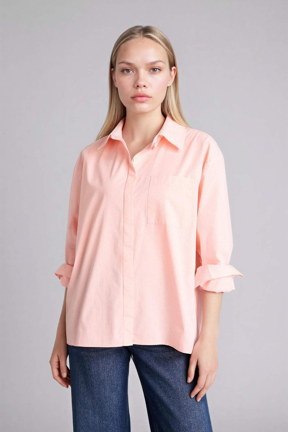 DeFacto %100 Pamuk Oversıze Poplin Gömlek G9803AX26SP